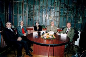 Programul Burse studențești al Fundației Niște țărani, 6 octombrie 2010, Biblioteca Metropolitană Mihail Sadoveanu București, acad.Dinu Giurescu, Dinu Săraru, Aurelia Dinu, Nicolae Dragoș, Florin Rotaru la festivitatea de acordare a burselor studențești la începutul anului universitar 2010-2011