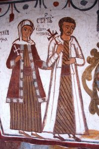 Resfințirea Bisericuței Viorești – com.Slătiora, Vâlcea, 22 august 2010 - frescă restaurată de echipa condusă de pictorița Elena Murariu